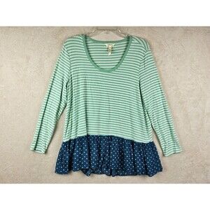 Matilda Jane Women's Long Sleeve Striped Ruffle Blouse Top Size M